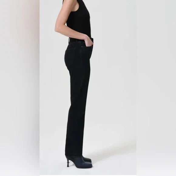 NWT AGOLDE 90's Pinch Waist Long Jeans in Black - Picture 2 of 10